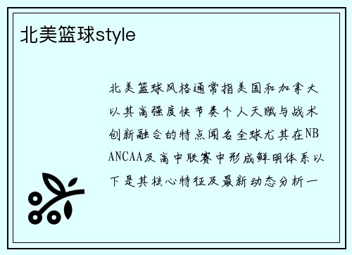 北美篮球style